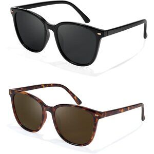 Women's A01 Black tortoises Brown Lens Trendy Square Polarized Sunglasses